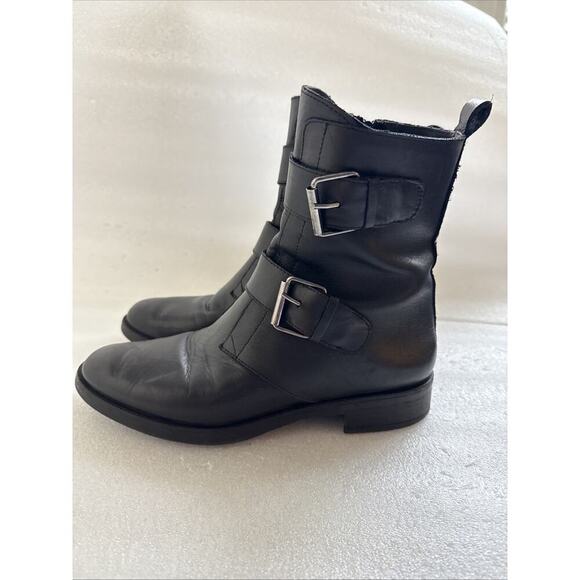 Emanuele Crasto boots Woman 39 EU 9 black Leather Double Buckle Italian Combat - Picture 6 of 14